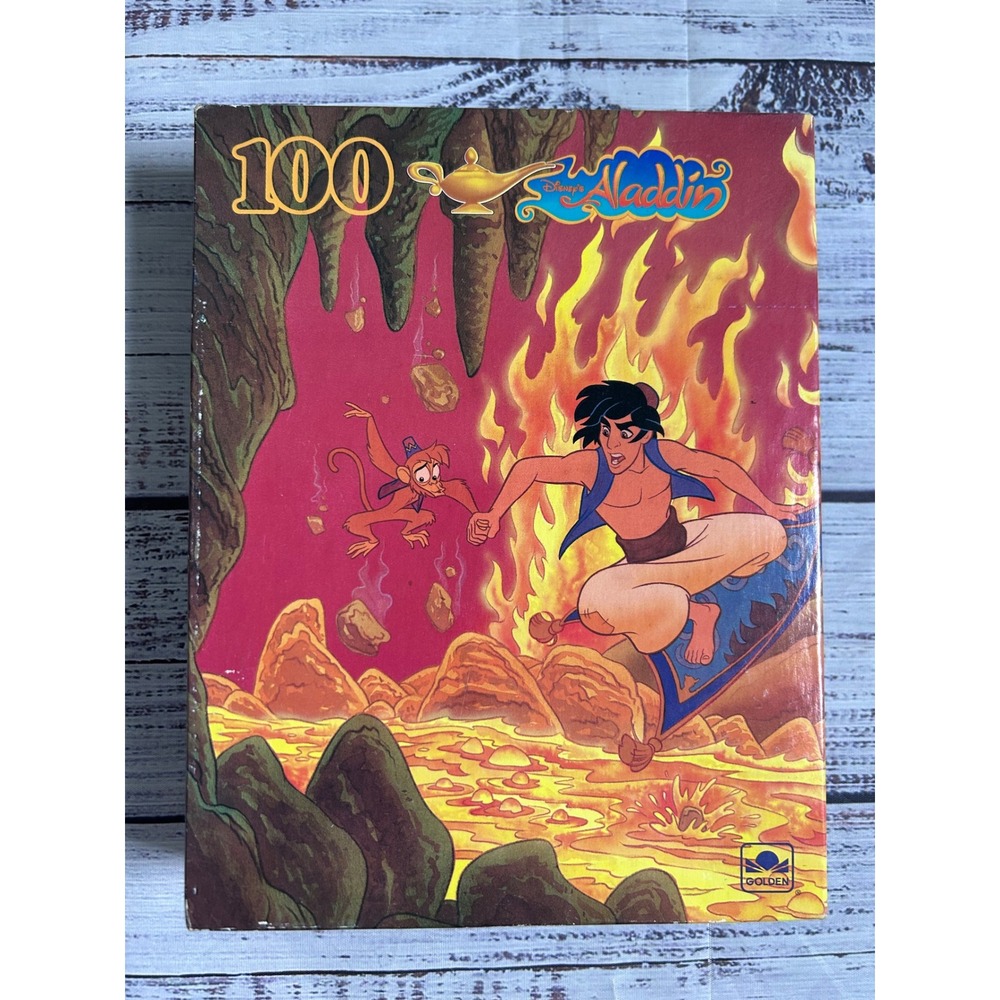 Vintage 90's Golden Disney Aladdin 100 Piece Puzzle Cave of Wonders Escape Scene